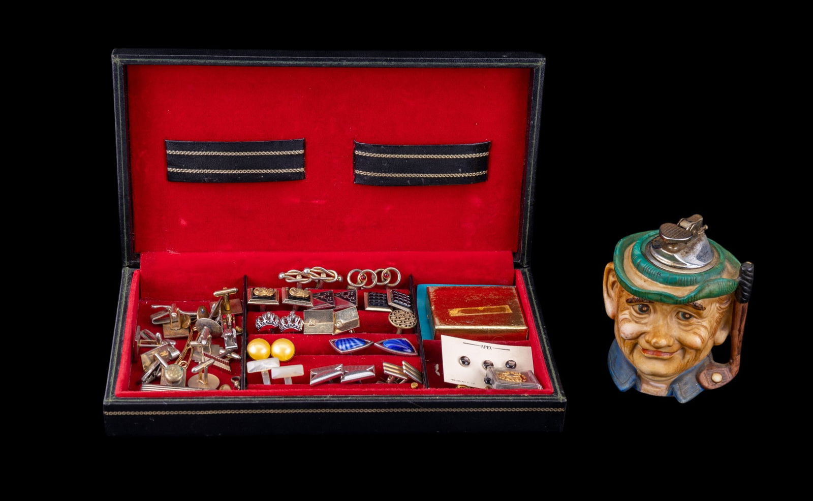 Vintage Cuff Links, Toby Style Golfer Lighter (1 of 11)