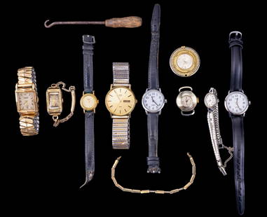 Designer Mens and Womens Wrist Watches: Ladies Seiko with leather band #136393Sheffield wath pendant, silver toned 10K RGP Bulova ladies wrist watch #L55959, Mens antique Bulova 17 jewel wrist watch in a Duro 10K RGP Bezel a ladies Elgin wr