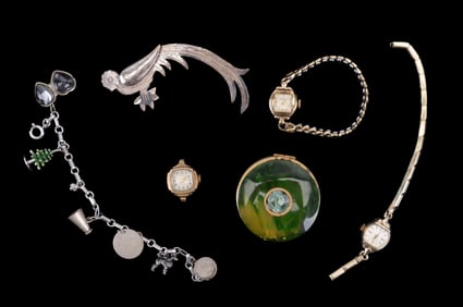 Early Ladies Watches, 925 Charm Bracelet, & More