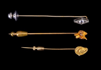 14K Gold and Art Deco Stick Pins