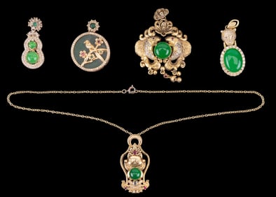 Green Hardstone Pendants (4)