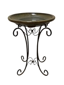 Drip Glazed Ceramic Bird Bath w/ Stand