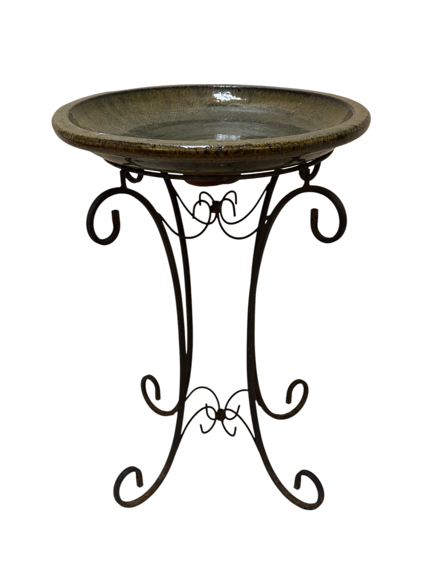 Drip Glazed Ceramic Bird Bath w/ Stand