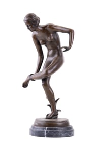 Art Nouveau "Bather" Bronze Statue