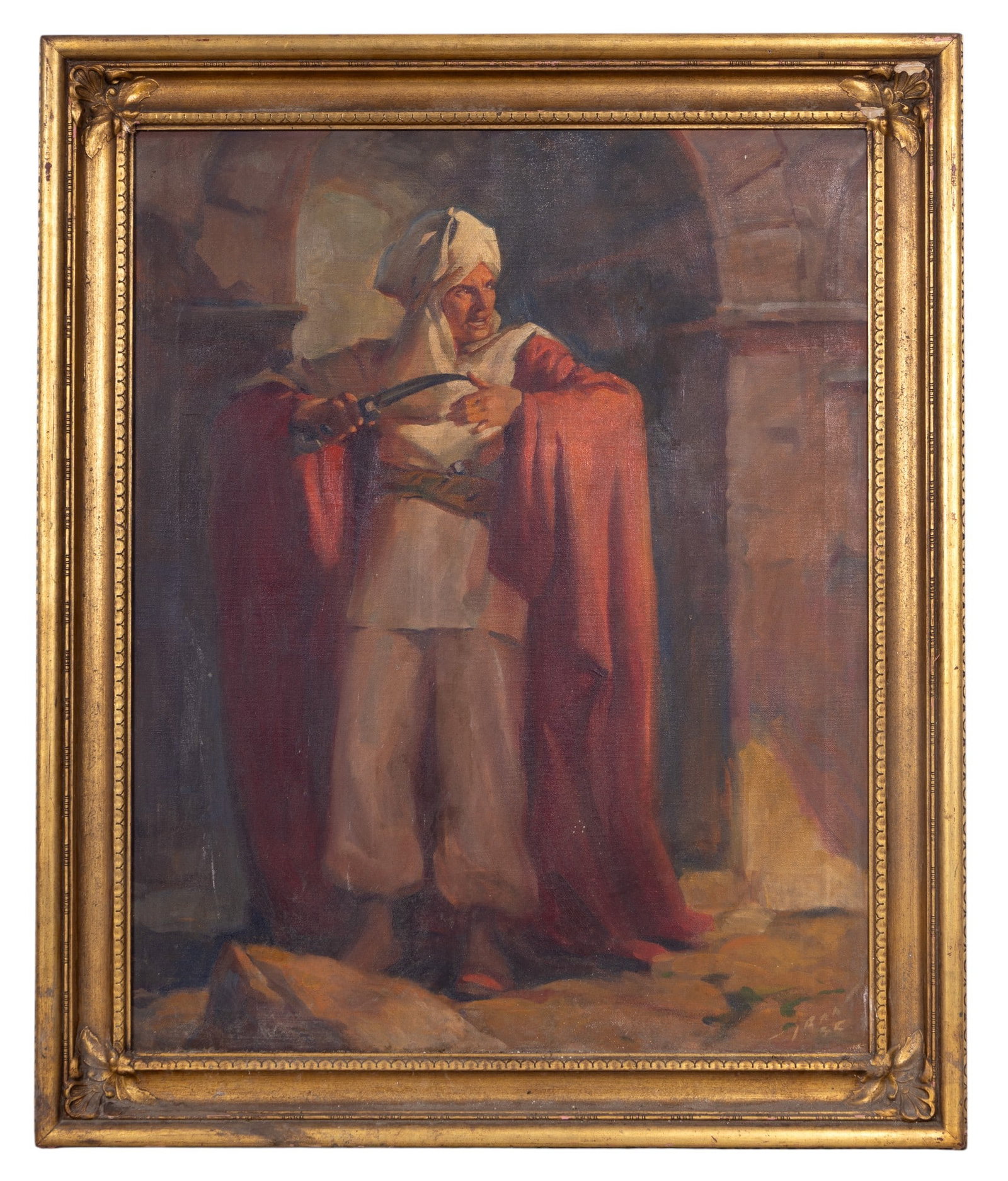 Signed Orientalist O/C Warrior in Red Cloak (1 of 6)