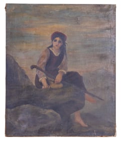 Antique O/C Shepherdess Portrait