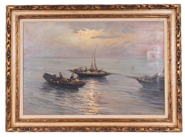 Unsigned O/c Seascape, Sailboat