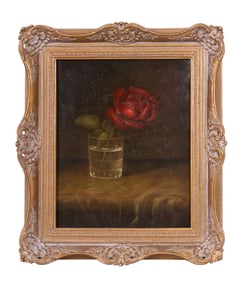 Signed Rose Floral Still-Life (H. Murghy) O/c