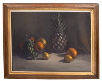 Signed Fruit Still-Life O/c (V. Baldwin)