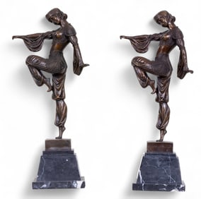 Pair of D.H. Chiparus Cast Dancer Statues