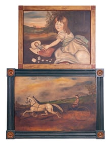 Original Large Folk Art Acryllic Paintings (2 Pc.)