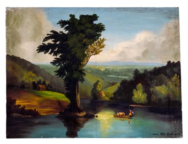 Signed Unframed O/c, Realist Landscape