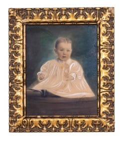 19C Antique Pastel Portrait by Jos. Fischer