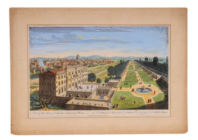 Hand-Colored Engraving "Seat of Ludovisi, Rome"