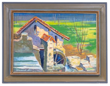Signed O/c Watermill Landscape
