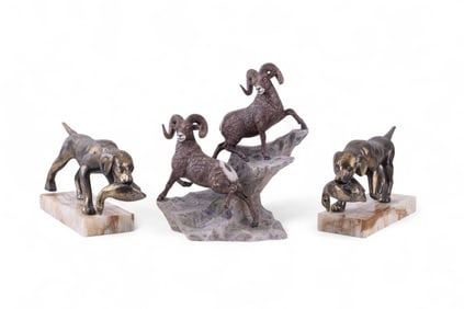 Hunting Dog Bookends on Onyx Bases