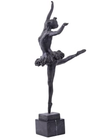 Antique Bronze Ballerina Sculpture on Marble Base
