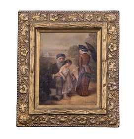 Antique 19C Oil Painting by A. Wight
