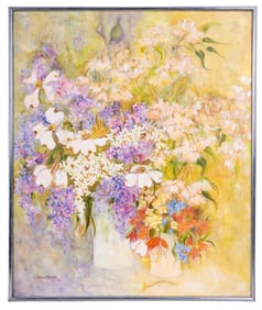 Large Floral Signed Oil on Canvas (Jillian Rosato)