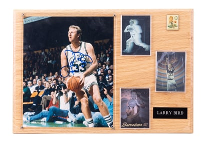 Larry Bird Signed Photo & Card Display