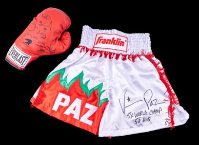 Vinny Pazienza Signed Boxing Glove & Trunks