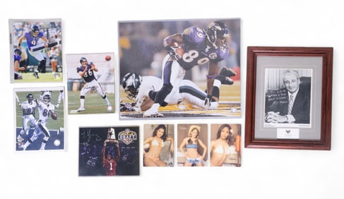 9 Ravens Signed Photos w/ Todd Heap, Art Modell