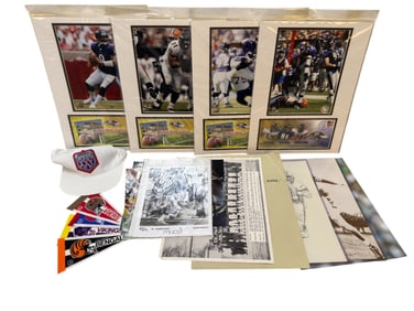 3 Autographed Photos, Shannon Sharpe & Ephemera