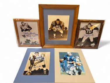 Five Auto Balt. Colts Player Photos w/ Art Donovan