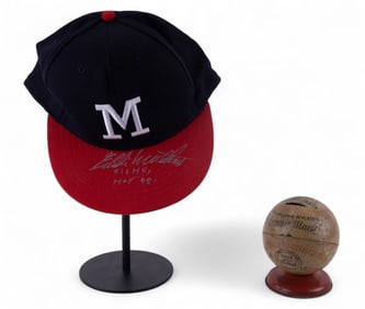 Phi. Athletics Coin Bank, Signed Mil. Braves Hat