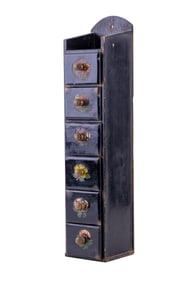 Vintage Hand-Painted Wall Spice Chest