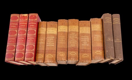 Plutarch's Lives, Irving's Works, Antique Books