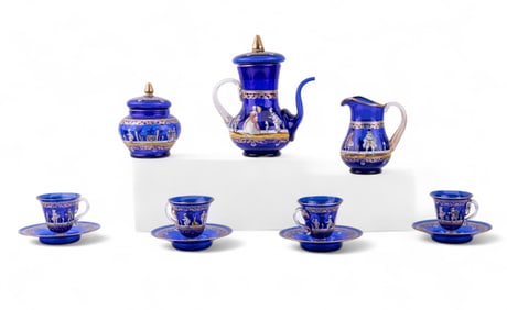 G. Giacobbe Murano Tea Set in Blue / Gold
