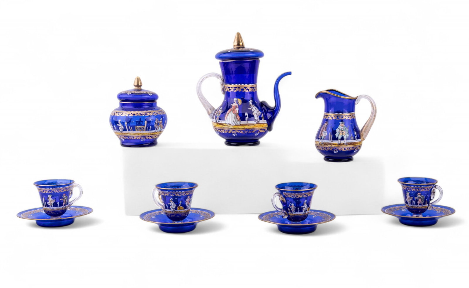 G. Giacobbe Murano Tea Set in Blue / Gold (1 of 13)