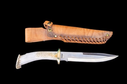 Silver Stag USA Handmade Bowie Knife w/ Sheathe
