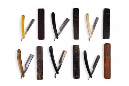 Early/ Vintage Straight Razors and Cases (6)