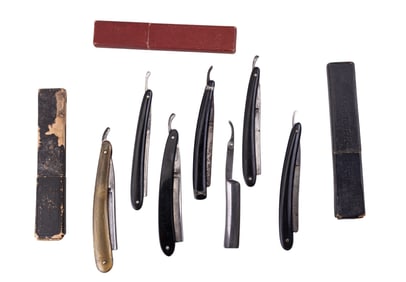 Early/ Vintage Straight Razors and Cases (7)