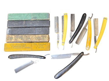 Early/ Vintage Straight Razors and Cases (7)