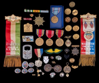 Early Ribbons, Brass Buttons, Medals, Militaria