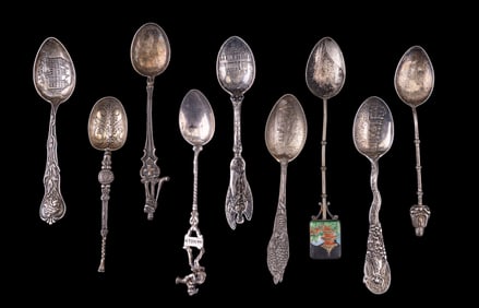Sterling Silver Souvenir Spoons (9)