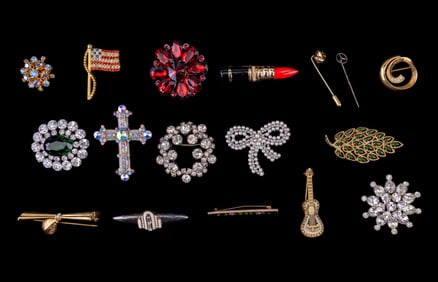 Designer Rhinestone and Enamel Brooches