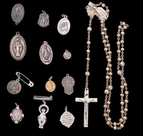 Sterling Rosary and Prayer Medallions