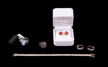 18K Gold Earrings and Sterling Jewelry