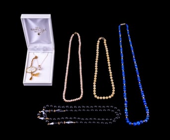 14K Gold, Lapis, and Pearl Necklaces