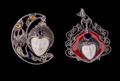 Sterling Sajen Goddess Pendants (2)