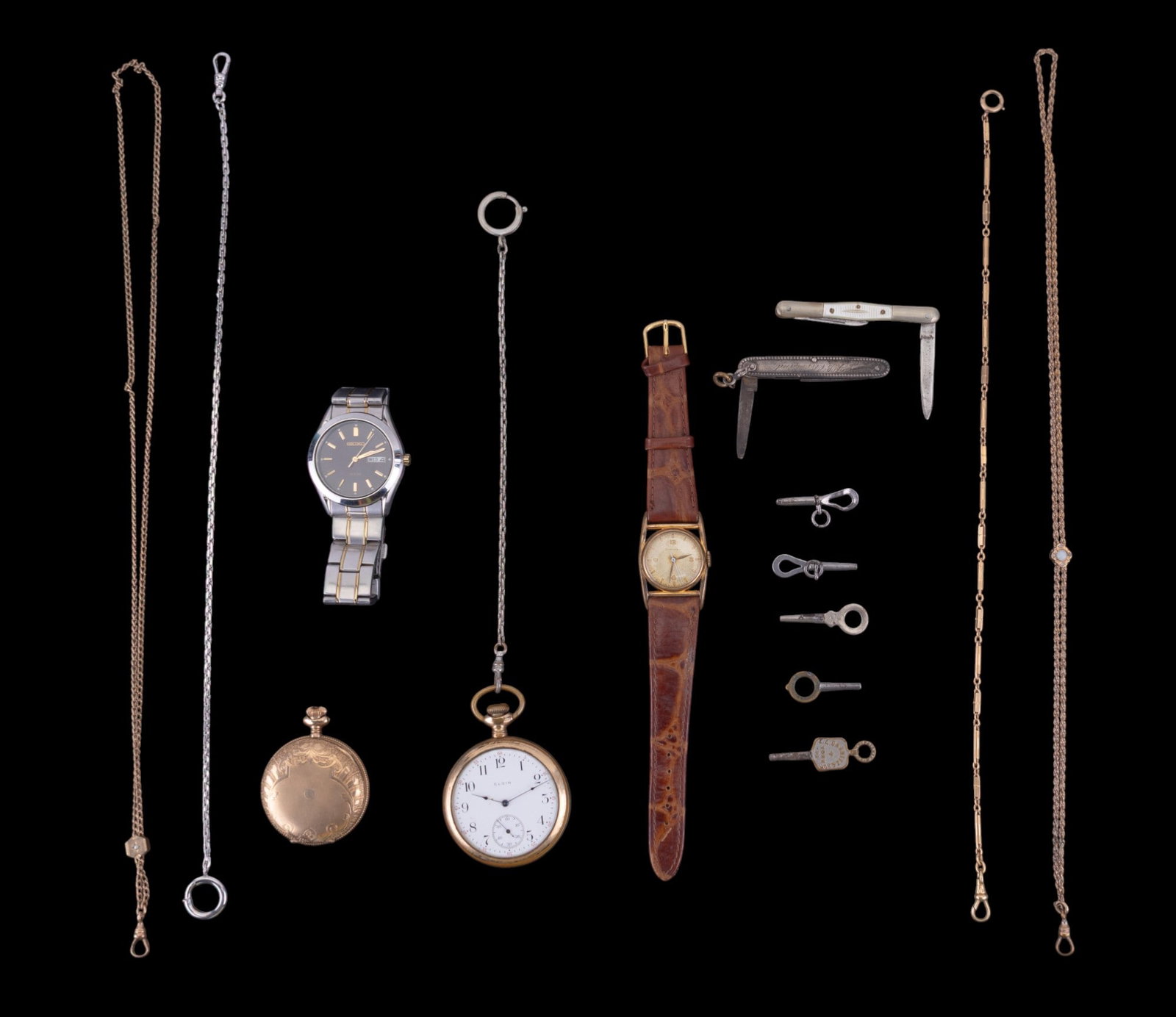 Elgin, Seiko, Fortuna, & Longines Watches & Fobs (1 of 16)