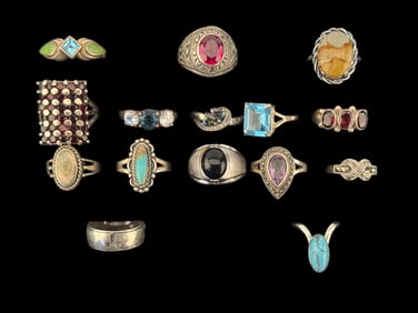 Sterling Silver Rings w/ Gemstones (15)