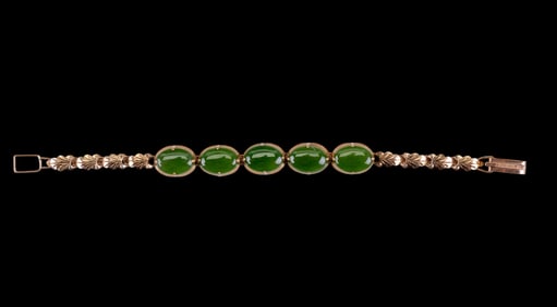 14K Gold Victorian Jade Bracelet