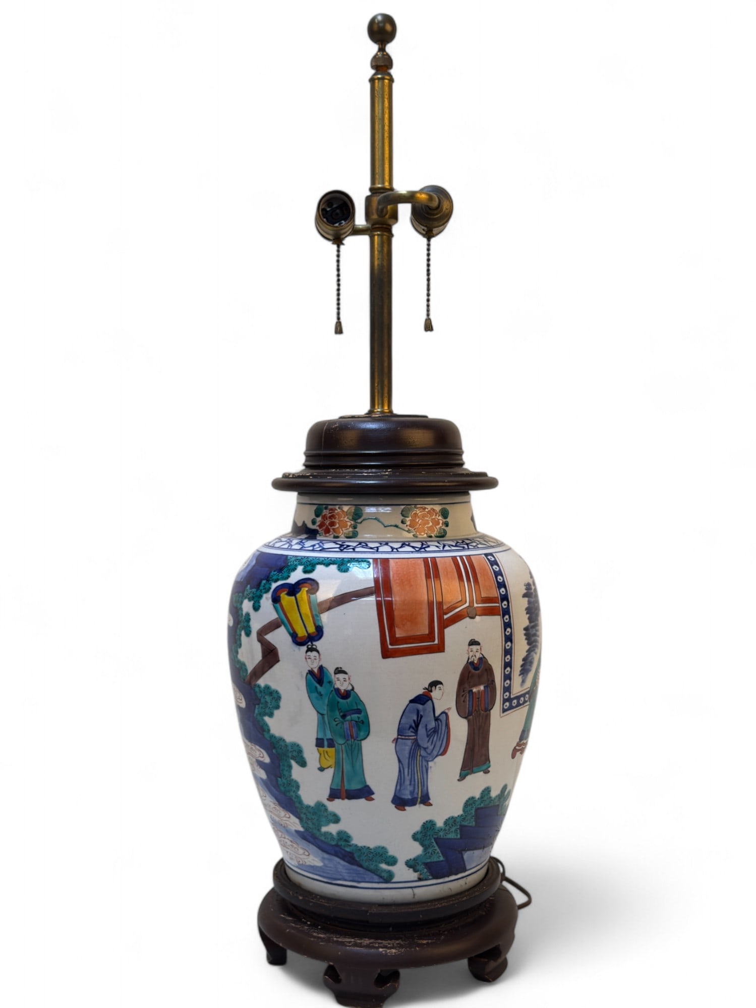 Chinese Famille Verte Porcelain Vase / Lamp (1 of 14)