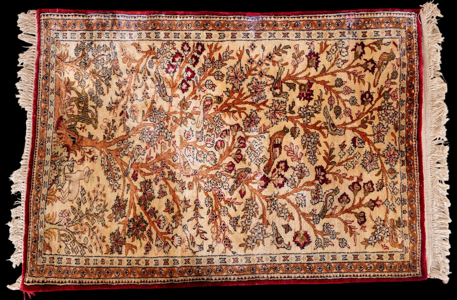 Persian Silk Carpet, Bird & Flower Motif (1 of 9)
