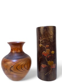 Carved Japanese Wood Vases